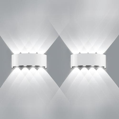 Image of Ankey LED Wall Lights 2 Pack, 8W Outdoor & Indoor Wall Sconce Lights, Up Down Modern Wall Lamp IP65 Weatherproof for Living Room Bedroom Balcony, 6000K Cool White
