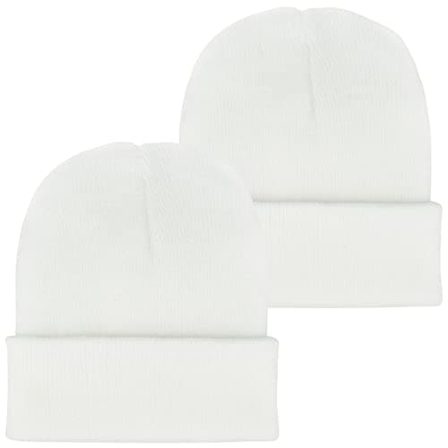 Image of EINSKEY Cuffed Beanie Hat, 2-Pack Unisex Classic Slouch Knit Hat Stretchy Soft Thick Warm Winter Daily Skull Cap Watch Cap