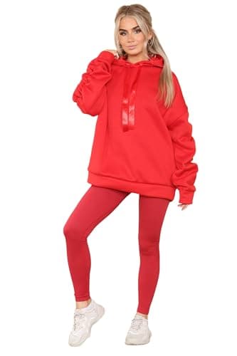 Image of H&F Women's High Waist Seamless Ribbed Legging Yoga Pants Workout Gym Slim Fit Stretchy Sweatpants Activewear Sports Leggings UK Size SM-ML (UK, Alpha, S, M, Regular, Regular, Red)