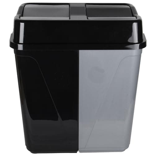 Image of Jolie Max Double Rubbish Waste Separation Bin Recycling. Dual Compartment 100L (2 x 50 L) (Black-Grey)