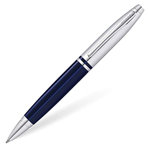 Image of CROSS Calais Ballpoint Pen in Chrome and Blue Lacquer incl. Premium Gift Box – Refillable Medium Ballpen