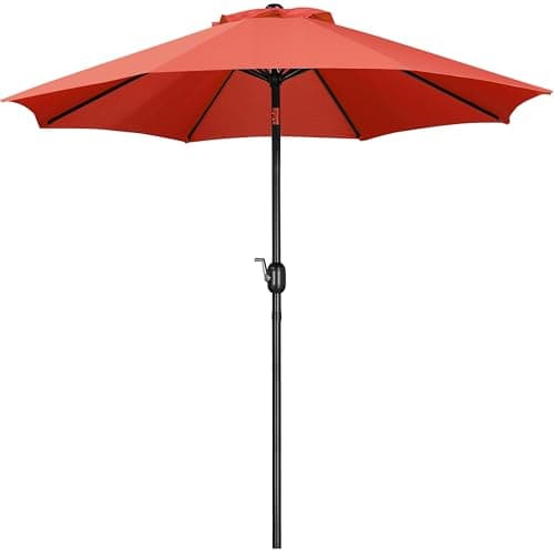 Image of Yaheetech Garden Parasol Umbrella 2.7M Patio Umbrella Outdoor Sun Shade with Crank Handle & 8 Metal Ribs for Garden/Backyard/Deck -Orange