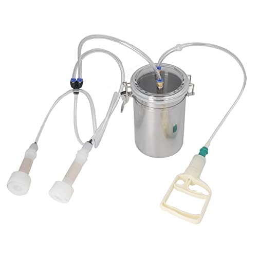 Image of BONKZEBU Manual Milking Machine 2000ml Effort Saving Control, Stainless Steel Bottle Portable Milking Kit, 2L Portable Goat Milking Machine, Cow Milking Machine for Milk Plant Farm