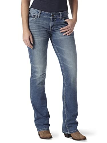 Image of Wrangler Women's Western Mid Rise Stretch Boot Cut Jean, Navy, 1-32