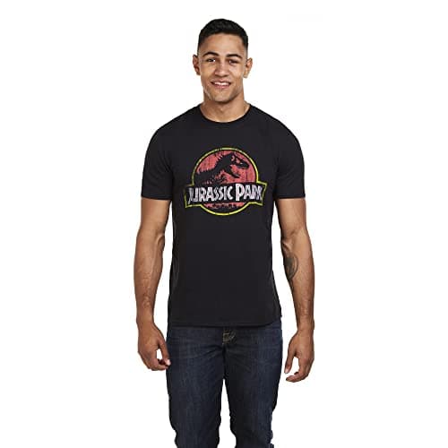 Image of Jurassic Park Men's Distressed Logo T Shirt, Black (Black Blk), M UK