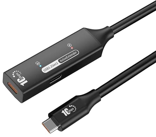 Image of PREMIUMCORD Active USB-C Extension Cable with Repeater 10 m, Female to Type C Male Connector, USB 3.2 Gen 2 SuperSpeed+ 10Gbit/s, Double Shielded, Aluminum Housing, Black, Length 10 m