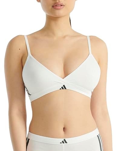 Image of Adidas Women's 3 Stripes Active Essentials Cotton Triangle Wrap Bralette Bra, White, M