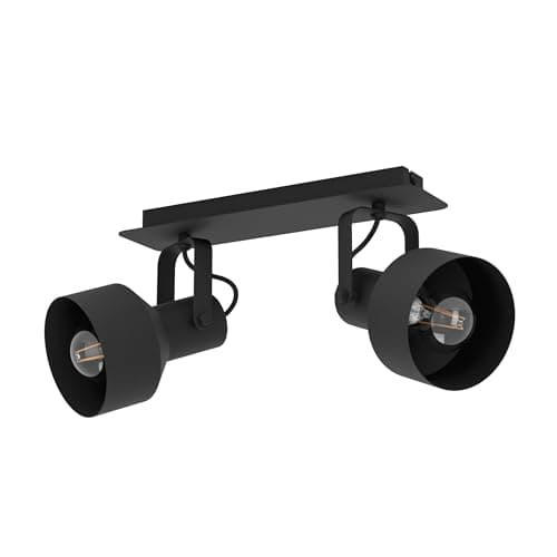 Image of Eglo Ceiling Light Casibare, 2 lamp Lighting Made of Black Metal, Living Room and Bedroom spotlights, E27 Socket