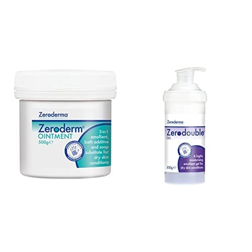 Image of Zeroderma Zeroderm Ointment 500g - 3In1 Emollient, Bath Additive and Soap Substitute for Dry Skin Conditions & Zerodouble Gel 500g - Moisturising Emollient Gel for Dry Skin Conditions