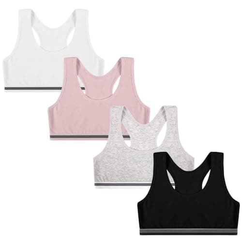 Image of Flintronic 4 Pack Sports Bra - Cotton, Unpadded Crop Top, Teenage Crop Vest