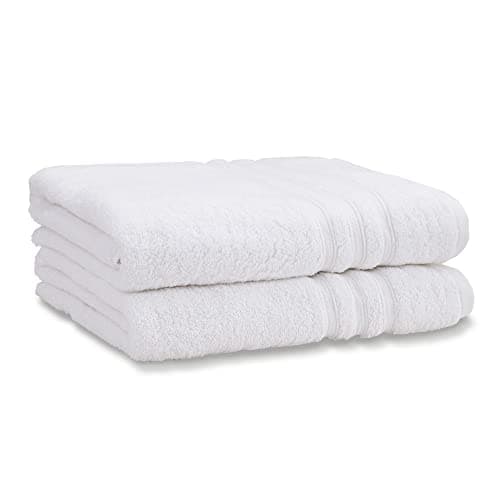 Image of Catherine Lansfield Zero Twist Cotton 90x140cm Bath Sheet Pair White