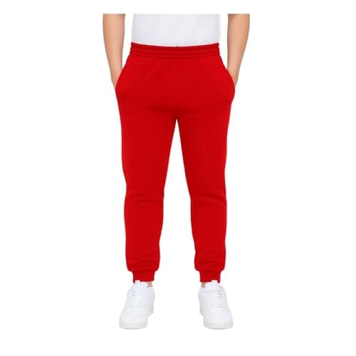 Image of KHIM Jogging Trouser Tracksuit Bottom Pant Kids Unisex Girls Boys Activewear (UK, Age, 13 Years, 14 Years, Regular, Red)