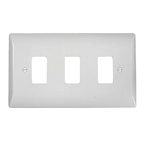 Image of Superswitch SW543 Grid Switch Cover Plate - 3 Gang on 2 Gang Plate (White)