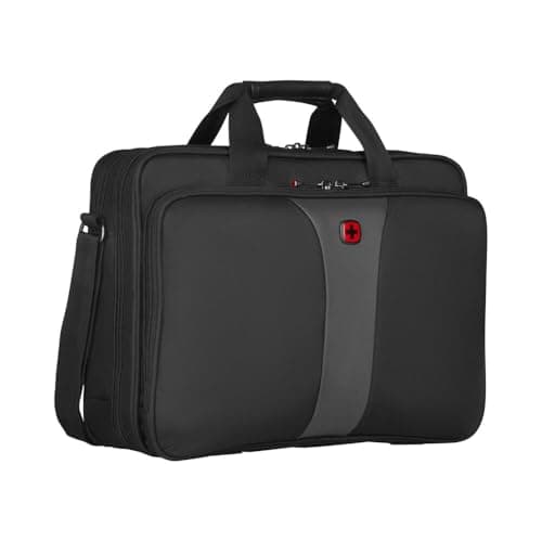 Image of Wenger Legacy 16 Briefcase, Laptop case with Shoulder Strap, Notebook up to 16 inches, 15 L, for Men and Women, Office, Business, uni or School, Black/Gray, 600648