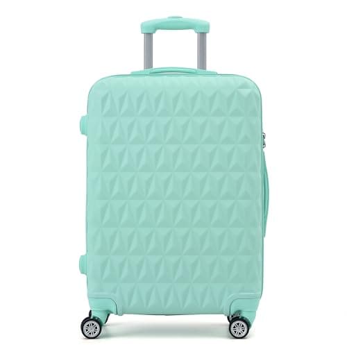 Image of CMY Hard Shell Medium Suitcase Check-in Luggage – Lightweight 4-Wheel ABS 24" with Spinner Wheels – 3 Digit Combination Lock – Durable Travel Trolley Bag (High Light Green)