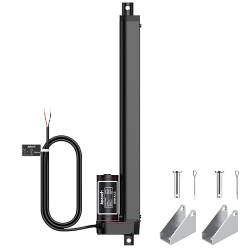 Image of Justech Linear Actuator Motor Heavy Duty DC 12V with Mounting Brackets for Auto Car RV Electric Door Opener Industrial Agricultural Machinery Vessels Cargo Medical Window-Black (300mm 1000N)