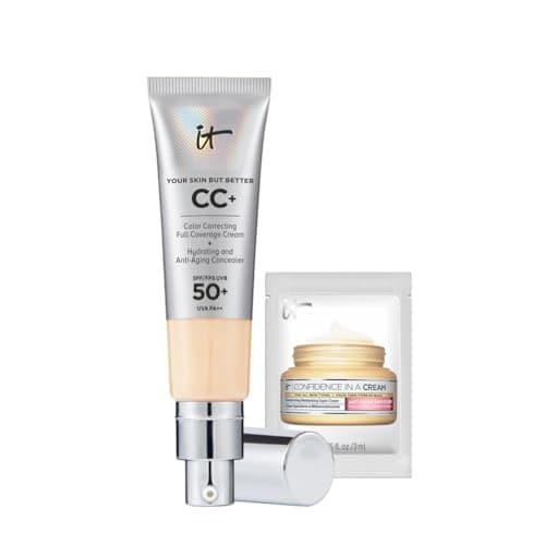 Image of IT Cosmetics Your Skin But Better CC+ Cream 32ml with SPF 50 Protection , Shade: Light, Full-Coverage Foundation and Concealer + 3ml of Confidence In A Cream Anti-Ageing Moisturiser