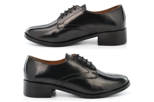 Image of Girls Cadet Shoes Girls School Shoes Leather Shoes Leather Cadet Shoes Ladies Shoes Heel School Shoes Womens Shoes Ladies Shoes High Shine Black Upper 4 UK