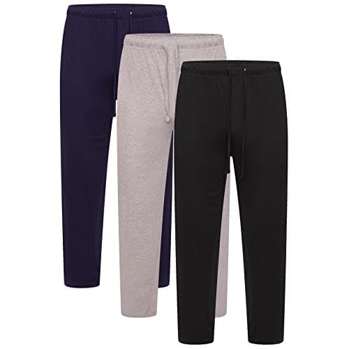 Image of Keanu Mens Pack of 3 Lounge Pants | Cotton Pyjama Trouser Bottoms Jersey Night Wear Summer | Mens Sizes M - 2XL (Black/Navy/Grey - M)