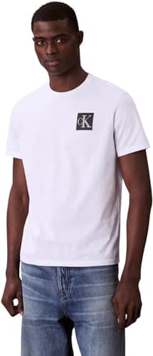 Image of Calvin Klein Men's Short Sleeve Gradient Monogram Logo Cotton T-Shirt, White (Brilliant White), XXL
