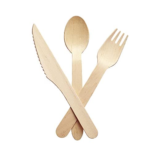 Image of 1Above 100Pk Disposable Wooden Cutlery Set, 100% Natural and Biodegradable, Eco-Friendly Set for Wedding, Office and Party Picnic (Cutlery Set)