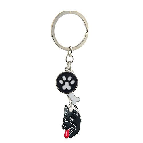Image of Dog ID Tags Keychain, Pet ID Tags Lovely Metal Dogs Keyring Puppy Paw Bone Small Dogs Pendant (German Shepherd Dog)