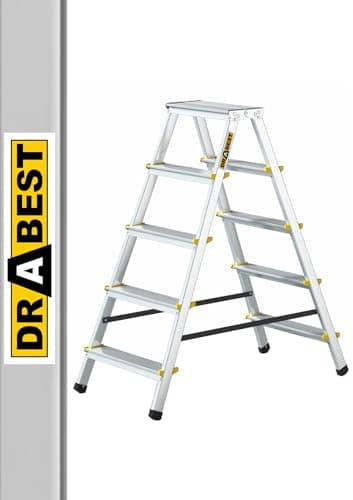 Image of Drabest PRO SERIES LADDERS Aluminum Step Ladder 2x3-Step 150 KG – Double-Sided Aluminum Household Ladder – Ladders Multi Purpose – Folding Step Ladder – 41 x 63 x 16 cm