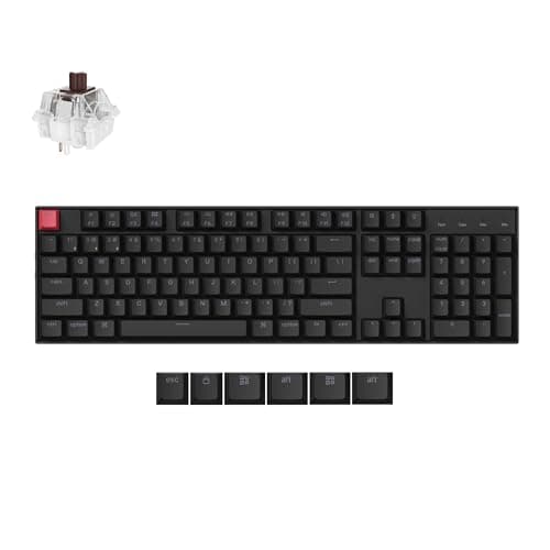 Image of Keychron K10 QMK Wireless Mechanical Gaming Keyboard, Full Size Hot-swappable Super Switch, RGB LED Backlight Rechargeable USB-C Wired Bluetooth Professional Office Keyboard (Brown Switch)