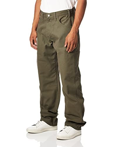 Image of Dickies Men’s Relaxed Fit Sanded Duck Carpenter Jean, Moss Green, 32W / 30L
