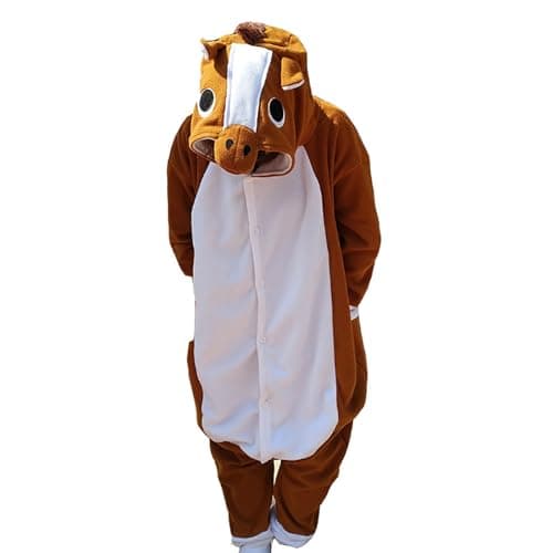 Image of Flannelette Pyjamas Womens Womens Co Ord Sets Brown Horse Pajamas Long Sleeved Couple Pajamas Autumn And Winter Homewear Christmas Pyjamas Set Cosy For Women Sets (Brown,M)