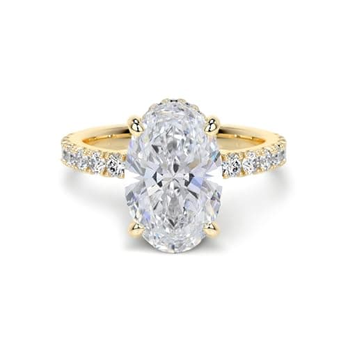 Image of YDD 9ct/14ct/18ct Solid Gold Moissanite Engagement Rings for Women, 1-3CT Center Round/Oval/Pear/Radiant Cut Bridal Set Silver Wedding Anniversary Promise Band for Her Wife Girlfriend (Oval Cut)