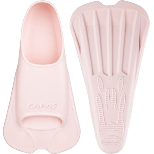 Image of CAPAS Swim Training Fins Comfortable Silicone Swimming Floating Flippers with Mesh Bag for Kids Adult Men Women Short Blade Build Leg Strength (Pink, XS (Adults UK Size 2.5-4))