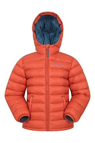 Image of Mountain Warehouse Seasons Padded Kids Puffer Jacket - Water Resistant, Lightweight & Insulated Coat, Boys & Girls - Spring Summer, School, Travel Orange Kids Size 11-12 Years