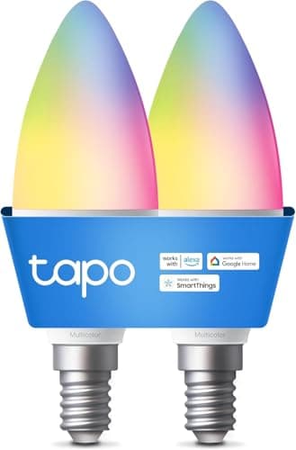 Image of Tapo WiFi Connected Bulb, E14 LED Bulb, Multi-Colour, 2500K-6500K, Dimmable 40W 470Lm, Works with Alexa, Voice Control, Energy Saving, L430C (2-Pack)