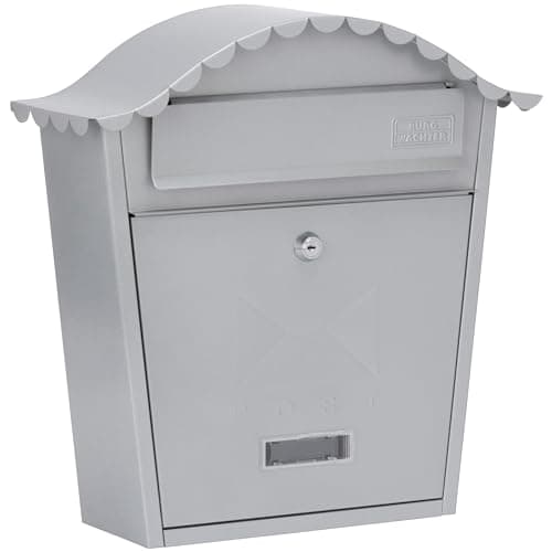 Image of Burg-Wachter MB01S Silver Classic Wall Mounted Galvanised Steel Lockable Weatherproof Post Box - 36x37x13cm