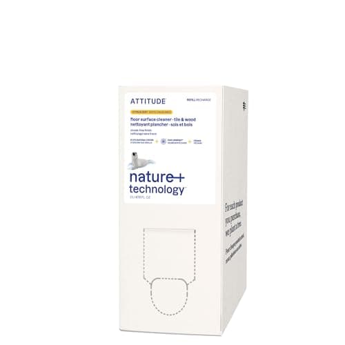 Image of ATTITUDE Floor Cleaner Refill, EWG Verified, Streak-Free, Vegan & Plant-Based for Tile, Wood & Laminate Floors, Made in Canada, Citrus Zest Scent, 2 Liters
