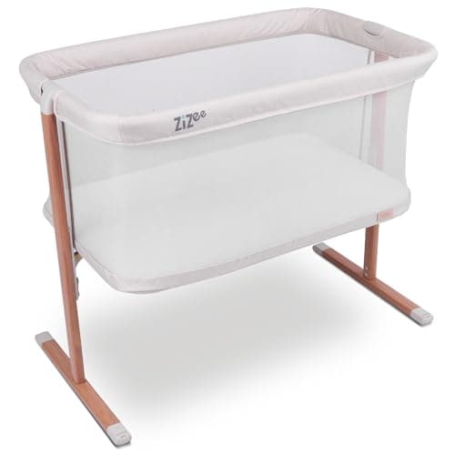 Image of Tutti Bambini ZiZee® Moses Basket with Stand – Rocking Baby Crib with All-Around Breathable Mesh, Mattress Included, Wheels & Travel Bag | Easy Fold | 0–6 Months | Walnut/Ecru