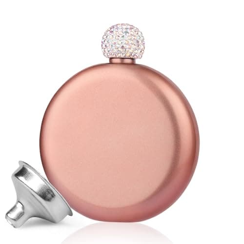 Image of Hip Flasks for Women, 304 Stainless Steel Hip Flask 5 oz with Funnel - Slim Rose Gold Pocket Alcohol Flask for Ladies, Leak Proof Hip Liquor Flask for Birthday Valentine's Day Gift (9.1 x 11 cm)