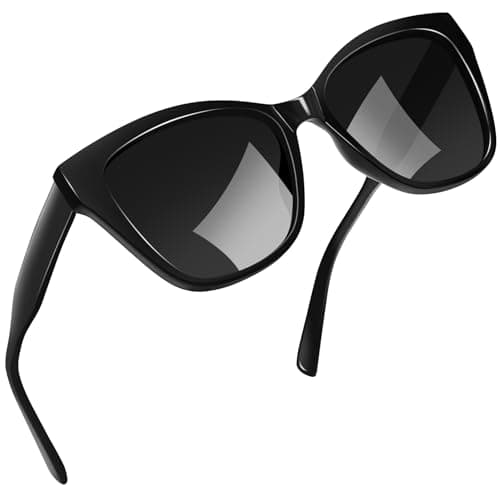 Image of Joopin Retro Polarised Cat Eye Sunglasses Womens, Trendy Cateye Ladies Sun Glasses Style Fashion Black