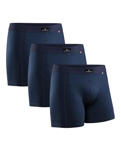 Image of DANISH ENDURANCE Cotton Boxers for Men with Optional Fly, Stretchy Men's Underwear Trunks, 3 Pack, Navy Blue, M