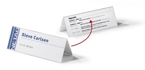 Image of Durable Table Place Name Holder For 61/122 x 150mm Card | | Pack of 10 | Made From Strong Transparent Acrylic | Perfect For Conferences, Seminars, Reception Desks, etc.