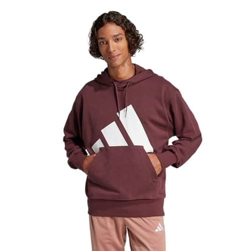Image of adidas Men's Essentials Big Logo French Terry Hoodie Hooded Sweatshirt, Aurora Ruby/White, M