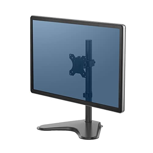 Image of Fellowes Single Monitor Arm - Seasa Freestanding Monitor Mount for 8KG 32 inch Screens - Ergonomic Adjustable Monitor Arm - Tilt 45° Pan 120° Rotation 360°, VESA 75 x 75/100 x 100 - Black