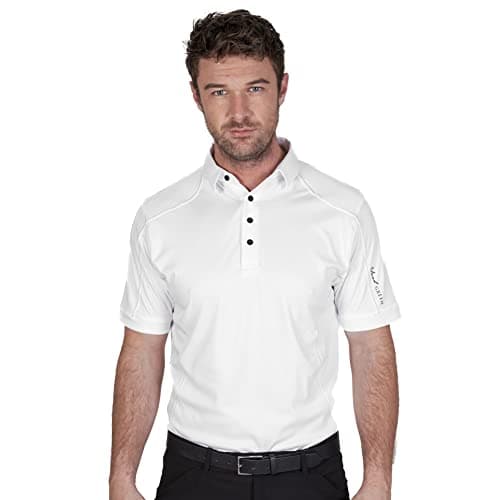 Image of Island Green IGTS1648 Mens Top Stitch Performance CoolPass Golf Polo Shirt, White, S