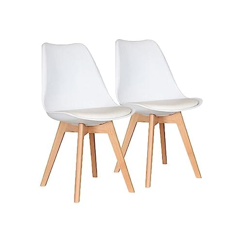 Image of AVC Designs Set of 2 Dining Chairs Designer Wooden Home Office Commercial (White)