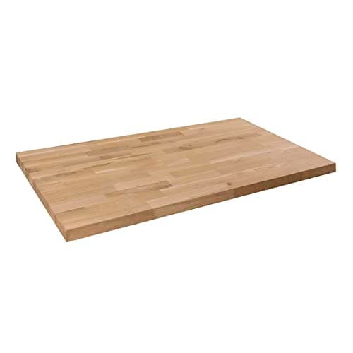 Image of domli Solid Wood Oak Table Top | 1200m x 600mm x 40mm | Top Grade European Wooden Large Square Kitchen Dining Tabletop Worktop Desktop Countertop Workstation