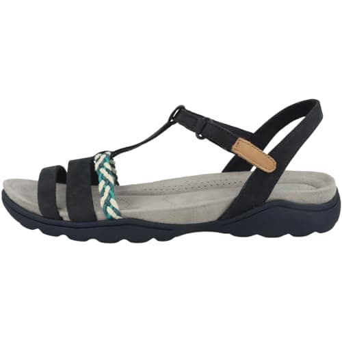 Image of Clarks Women's Amanda TealiteSport Sandal, navy nubuck, 3 UK
