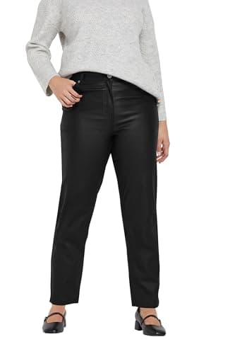 Image of M&Co Coated Straight Leg Jeans - Women's Black