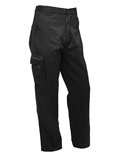 Image of FNT Workwear Black Multi Pockets Men Cargo Combat Work Trousers Work Pants with Button & Zip Fly (36W / 33L, Black)