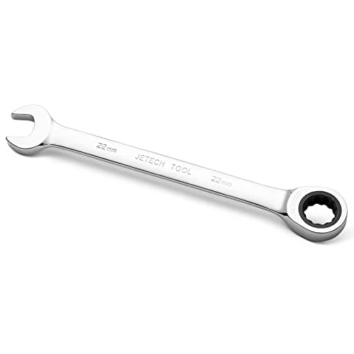 Image of Jetech 22mm Gear Wrench - Metric Industrial Grade Cr-V Steel Ratcheting Combination Wrench, Ratchet Spanner in Polished Chrome Finish
